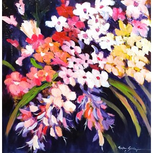 Ayesha Siddiqui, 24 x 24 Inch, Oil on Canvas, Floral Painting, AC-AYS-149